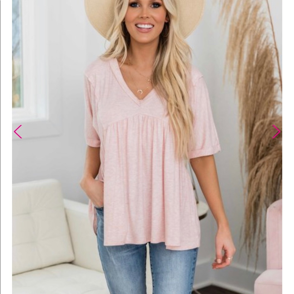 Pink Lily First Date Dreams Babydoll Knit Blouse